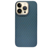 Husa fibra de carbon MagSafe aramid kevlar, metal camera- ALBASTRU SKY