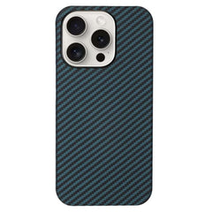 Husa fibra de carbon MagSafe aramid kevlar, metal camera- ALBASTRU