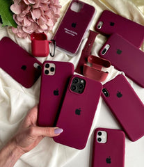 Husa silicon cu microfibra  - iPhone - DARK ROSE