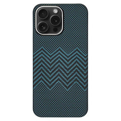 Husa fibra de carbon MagSafe aramid kevlar, metal camera- ALBASTRU Z