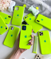 Husa silicon cu microfibra - iPhone - GREEN NEON