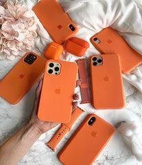 Husa silicon cu microfibra Iphone  - ORANGE