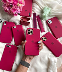 Husa silicon cu microfibra Iphone  - ROSE PINK