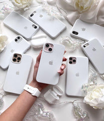Husa silicon cu microfibra Iphone  - WHITE