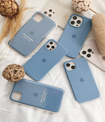 Husa silicon cu microfibra Iphone  - BLUE COBALT